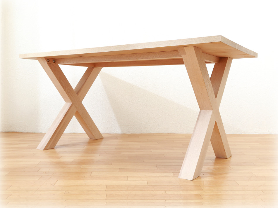 【銘木・創作家具】Denim original ジャパニーズ・オーク「北海道産の水楢」ダイニングテーブル／クロスレッグ