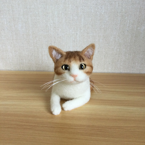 羊毛フェルト 猫 茶白 羊毛フェルト masapan 通販 18049321