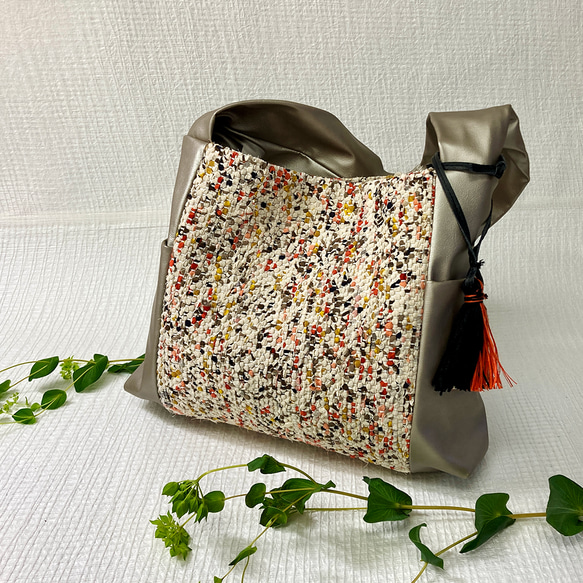 裂き織り】ツィード風裂き織りバッグ ショルダーバッグ 蔵（KURA  