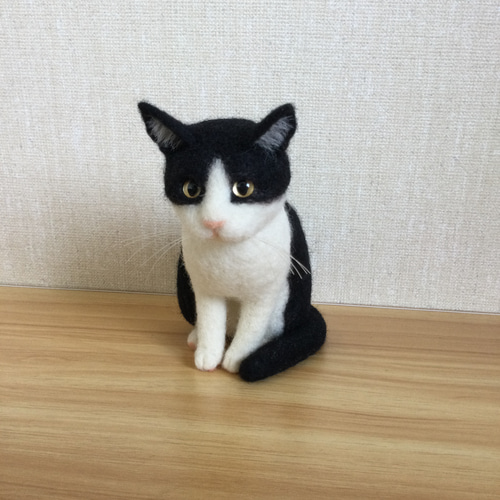 受注 ハチワレ 黒白 羊毛フェルト ペットロス f3ff33be0fed2764a5853f7b7d9ff0