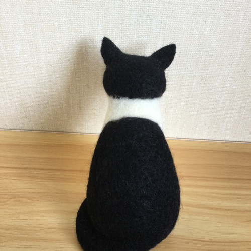 羊毛フェルト 猫 白黒ハチワレ 羊毛フェルト masapan 通販