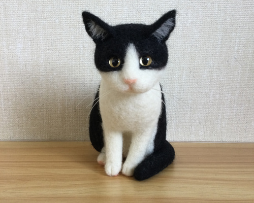 受注 ハチワレ 黒白 羊毛フェルト ペットロス 受注 ハチワレ 黒白 羊毛フェルト ペットロス - miaの羊毛フェルト屋