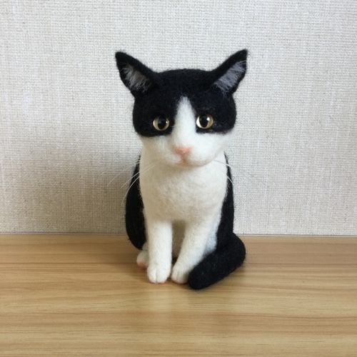 受注 ハチワレ 黒白 羊毛フェルト ペットロス 受注 ハチワレ 黒白 羊毛フェルト ペットロス - miaの羊毛