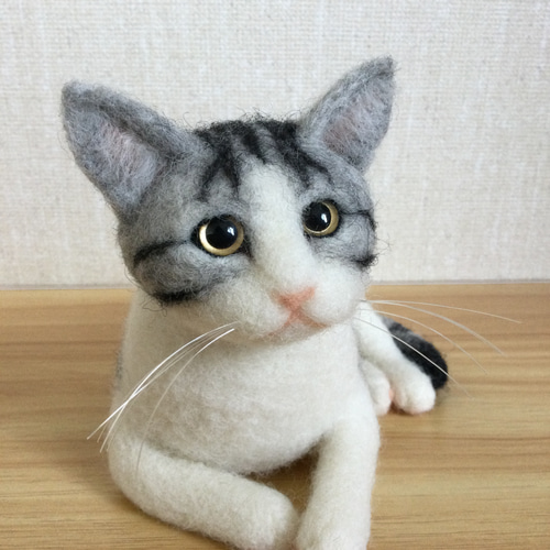 羊毛フェルト 猫 サバ白 羊毛フェルト masapan 通販 18049385 羊毛フェルト 猫 サバ白 羊毛フェルト masapan 通販 18049385