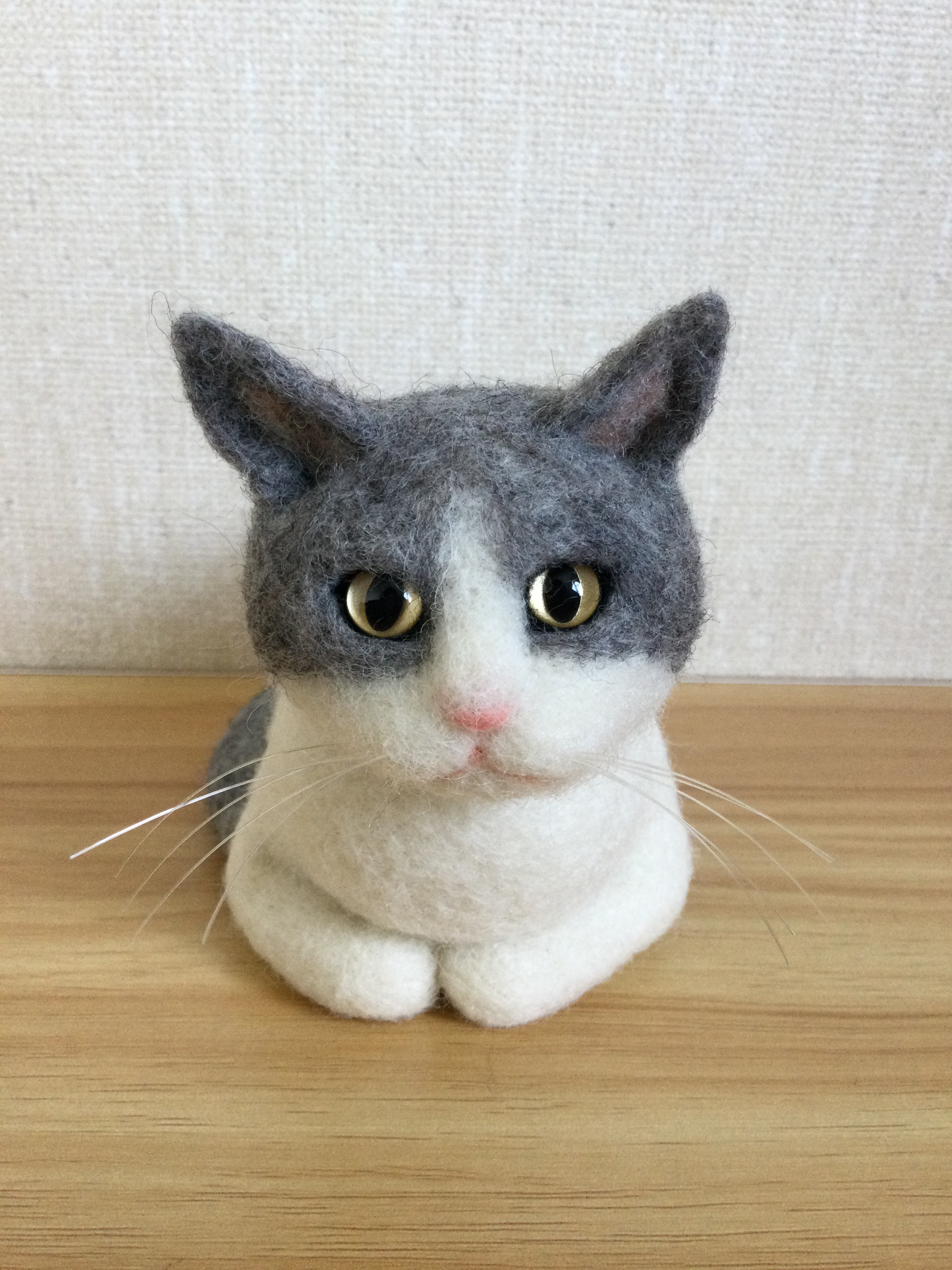 サバ白 猫のフレーム 羊毛フェルト わか ハンドメイド サバ白 猫のフレーム 羊毛フェルト わか ハンドメイド