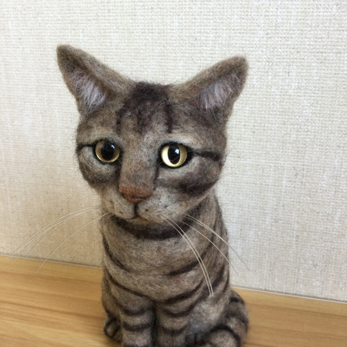 羊毛フェルト　キジトラ(子猫) リアルなキジトラ子猫が完成するまで【羊毛フェルト制作