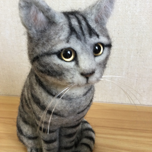 羊毛フェルト サバトラ猫 羊毛フェルト masapan 通販 18049439