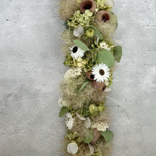 ルナリア舞うスモークツリー のフライングガーランド　ドライフラワー スモークツリーの夏ふわふわガーランド:ドライフラワー