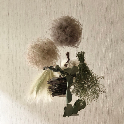 2点セット❤️もふもふスモークツリーのリース＆ブーケ☘️ドライフラワー ブライダル 2点セット❤️もふもふスモークツリーのリース＆ブーケ☘️ドライ