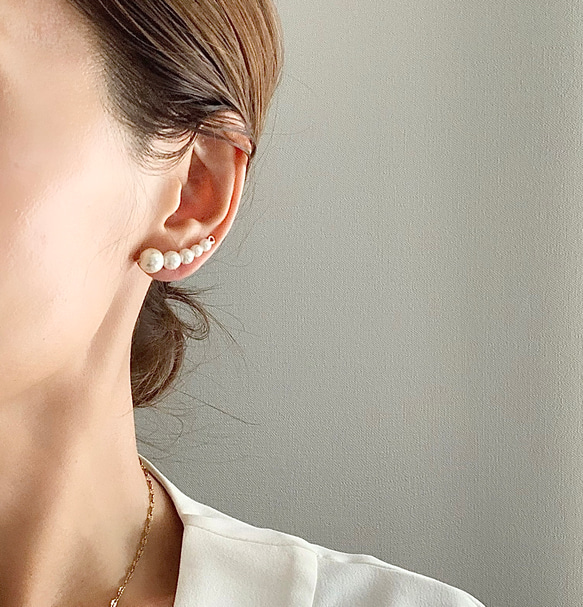 4-21両耳 ハンドメイド シルバー925 フープピアス quaranciel