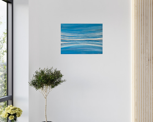 絵画　油絵　原画　抽象画　現代アート　北欧　ブルー　インテリア　F4 A study of the color blue δ/抽象画 (F4) /北欧/アート/モダン