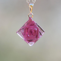 玻璃玫瑰「玫瑰[櫻花粉紅]」項鍊[棉繩、925銀可選][訂製]≪免運費≫ 第6張的照片