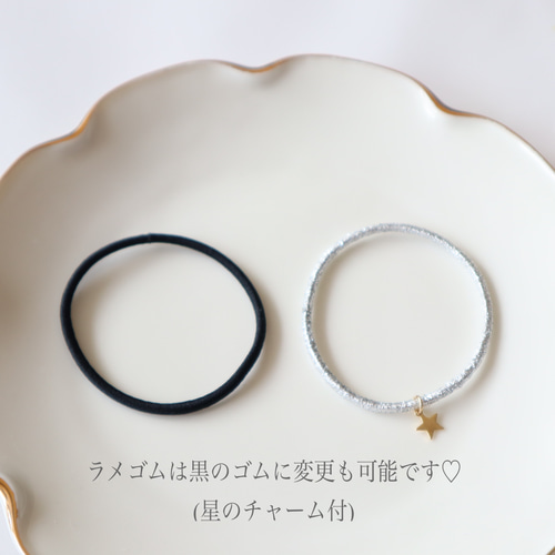 オーガンジーフラワーリボン スカイブルー ヘアゴム キッズ ゆめかわ