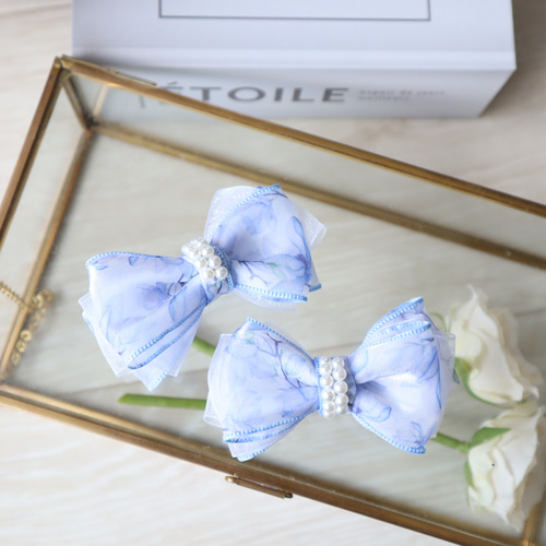 オーガンジー リボン ヘアゴム スターフラワー オーガンジーリボンヘアゴム スターフラワー