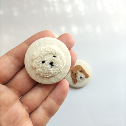 犬ブローチ 犬ヘアゴム 刺繍 犬モチーフ 柴犬 ビションフリーゼ