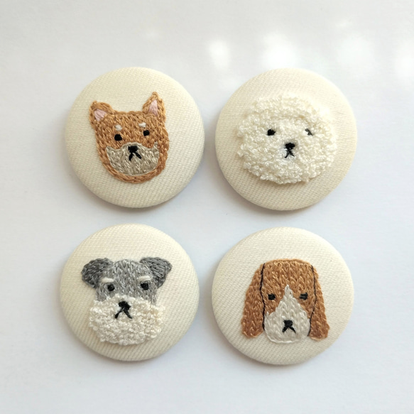 犬ブローチ 犬ヘアゴム 刺繍 犬モチーフ 柴犬 ビションフリーゼ
