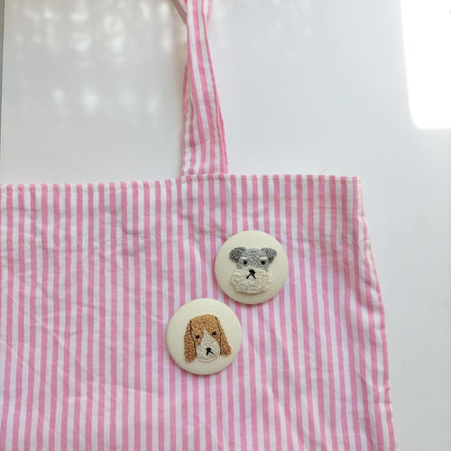犬ブローチ 犬ヘアゴム 刺繍 犬モチーフ 柴犬 ビションフリーゼ
