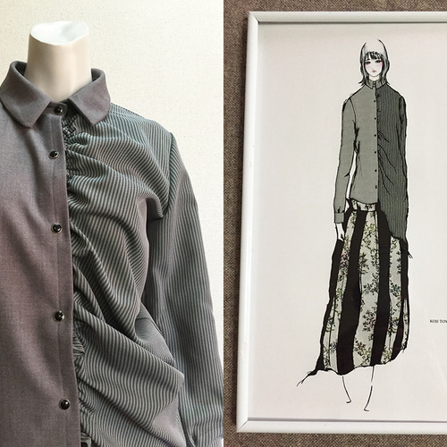 1点もの・デザイン画付き】2種素材（ストレッチツイル＆先染め 