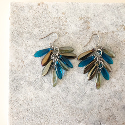 【No.240】新月の夜の記憶　サージカルステンレス使用　イヤリングにも対応　ピアス　チェコビーズ　夏 2枚目の画像