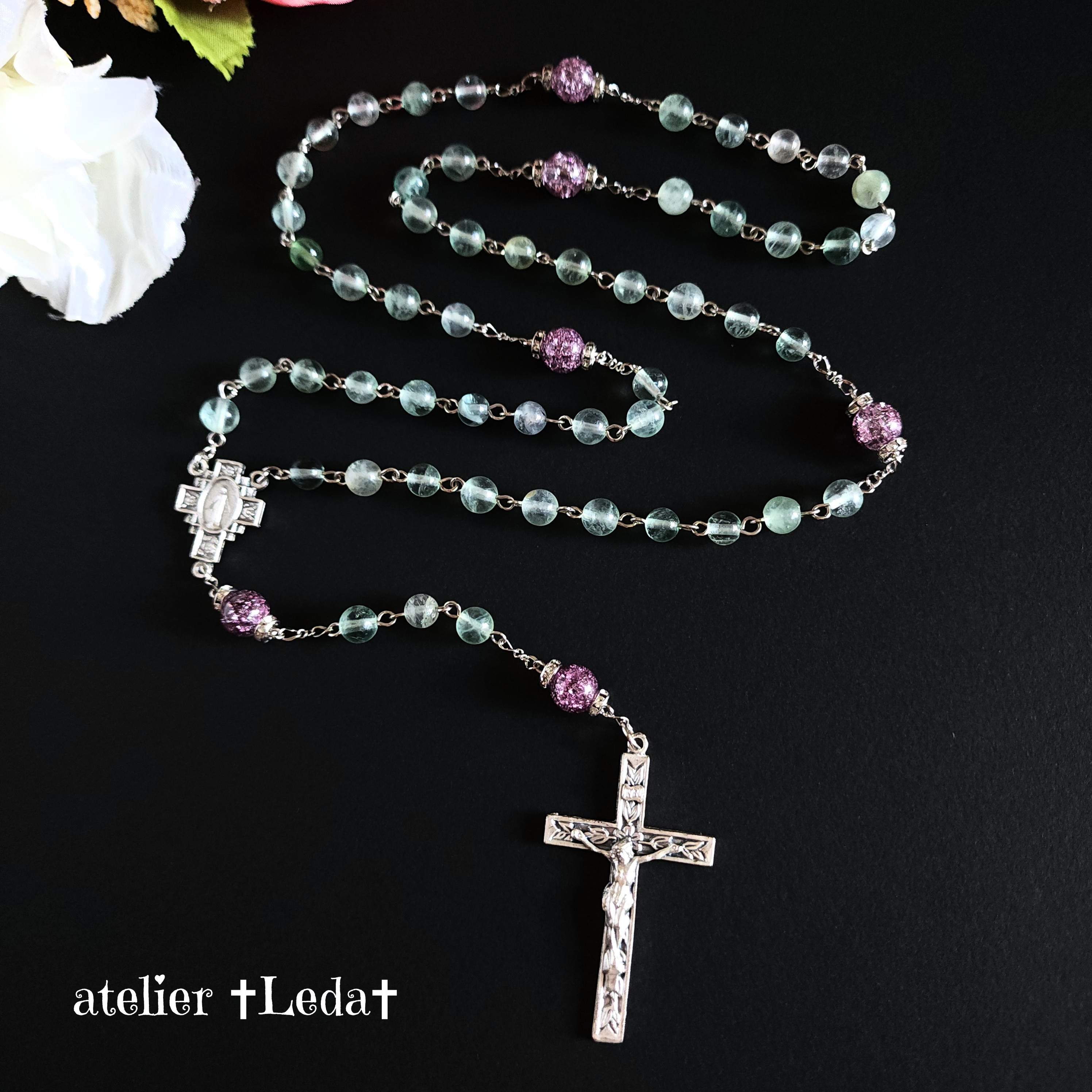 ☆グリーンフローライト ロザリオ☆ ~green fluorite~