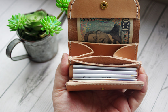 本革縦お札を折らないカードミニ財布（受注制作） 