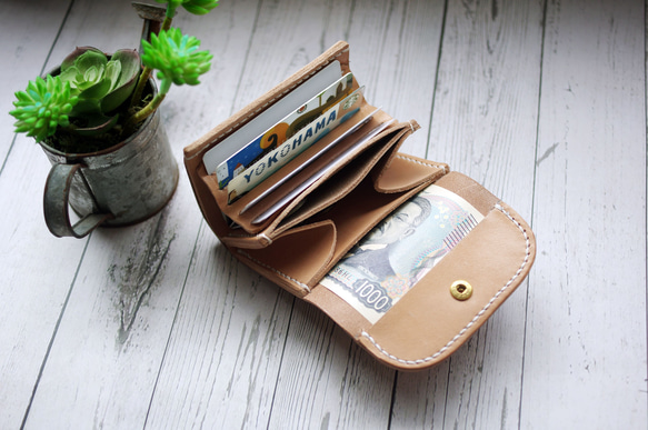 本革縦お札を折らないカードミニ財布（受注制作） 