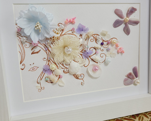 花と鳥　貝殻　絵画　アート　真珠 a0440736263b1ac2fde8d3892f7aa0