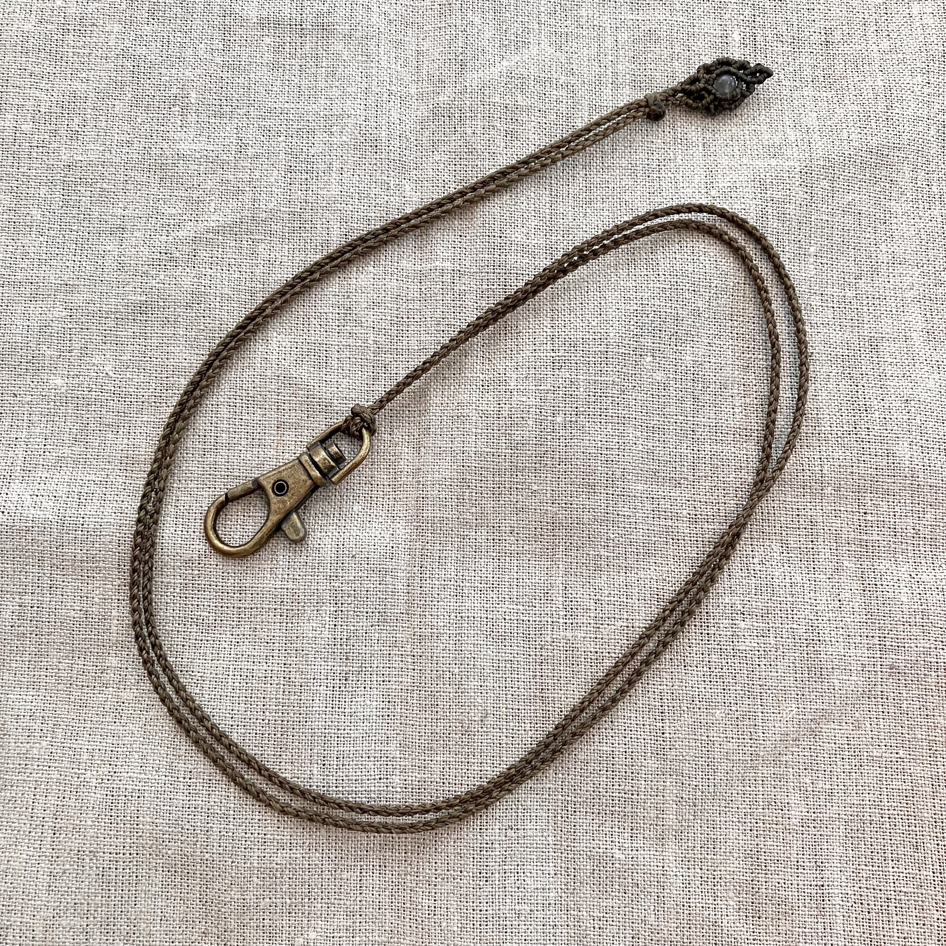 ＊ネックストラップ＊　茶系×ラブラドライト　スマホショルダー・スマホストラップにも