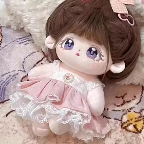 20cmぬいぐるみ 着せ替えぬいぐるみ みばん 茶色髪紫目 骨格付き