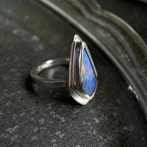 ボルダーオパール シルバー925 リング Australian Boulder Opal Ring ボルダーオパールのリング