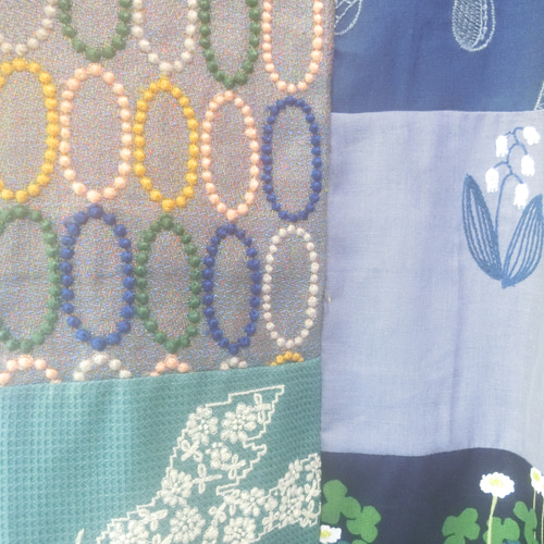 ◇sale◇ 【ミナペルホネン】北欧パッチワーク 半袖ワンピース navy