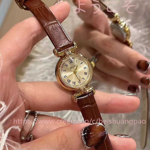 モクセイの小さな茶色の時計女性の贅沢な小人数の芸術時計レトロ モクセイの小さな茶色の時計女性の贅沢な小人数の芸術時計レトロ