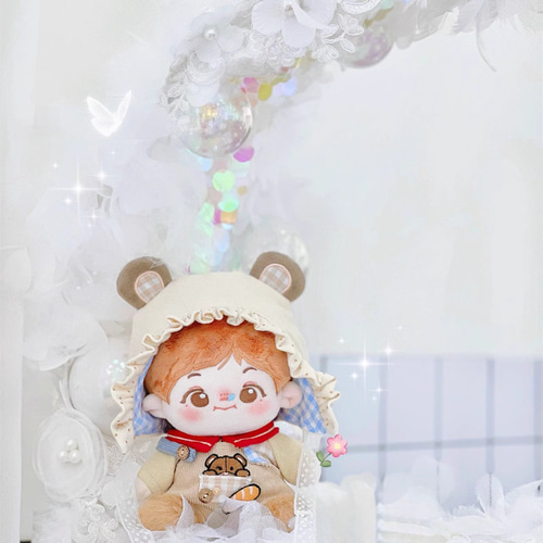 20cm着せ替えぬいぐるみ服 パン熊セット 熊耳付き 着せ替え人形