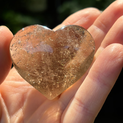 美しいエンジェルヘア☆スモーキールチルクォーツ☆ハート☆45.2ミリ