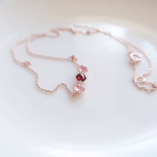 ルビー ピンク クリスタル 925 スターリング シルバー 18K ローズ