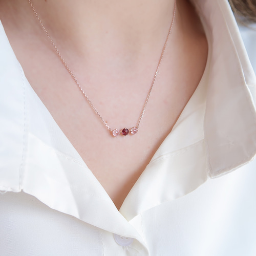 ルビー ピンク クリスタル 925 スターリング シルバー 18K ローズ