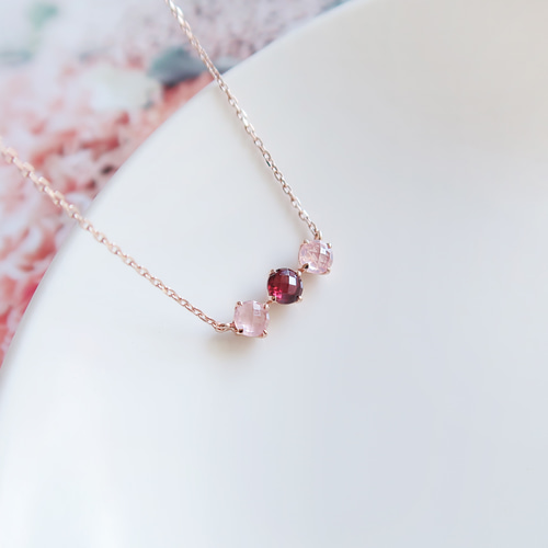 ルビーとローズクリスタルの 925 スターリング シルバー 18K ローズ