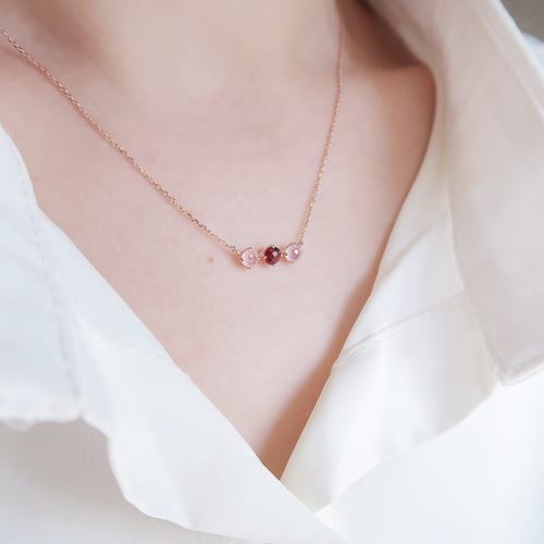 ルビーとローズクリスタルの 925 スターリング シルバー 18K ローズ