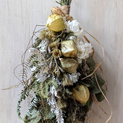 専用＊winter＊コットン＆ホオズキ ドライフラワーリース 専用＊winter＊コットン＆ホオズキ ドライフラワーリース