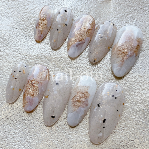 34))ストーンネイル 乳白色ホワイト フレンチガーリー ネイルチップ