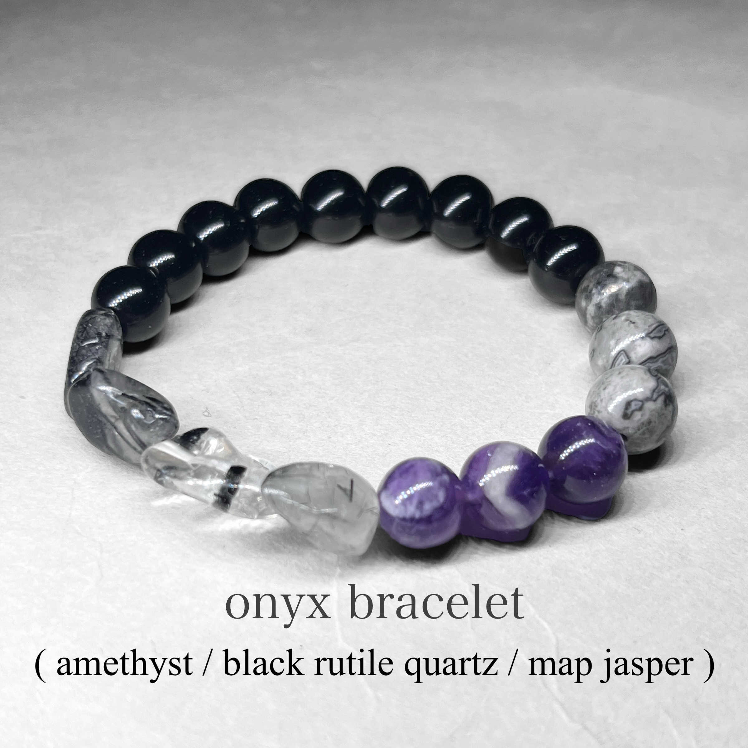 【本物保証】 mix アメジスト K：オニキス( bracelet/ミックスブレスレット アクセサリー