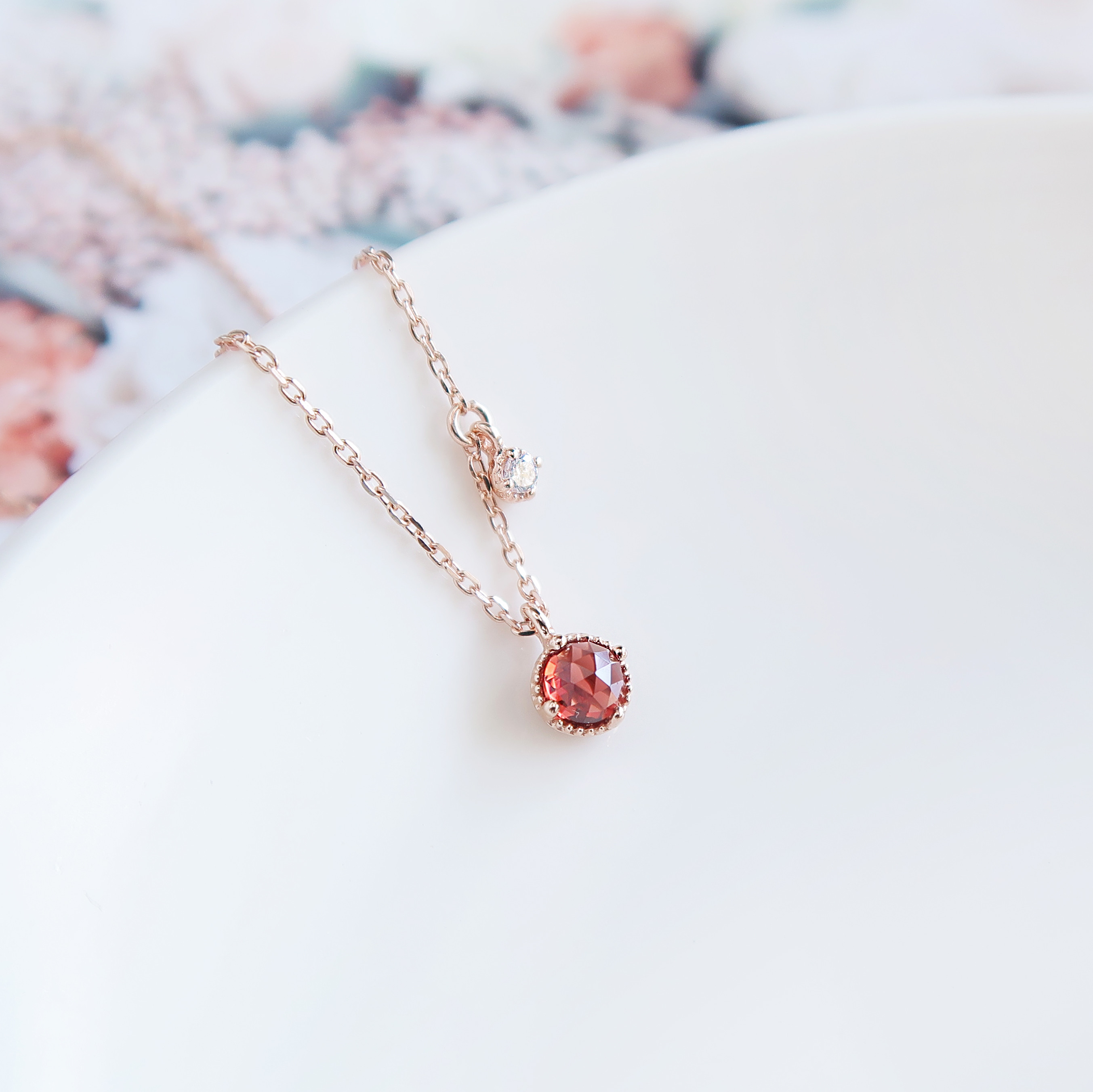 レッドストーン　石 ネックレス スターリングシルバー スウィートハートジュエリー