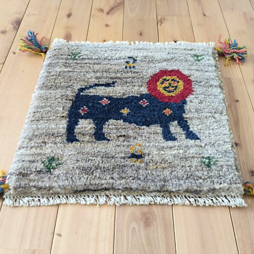 大特価39％OFF】ペルシャ ギャッベ ミニマット 39x39cm アイボリー