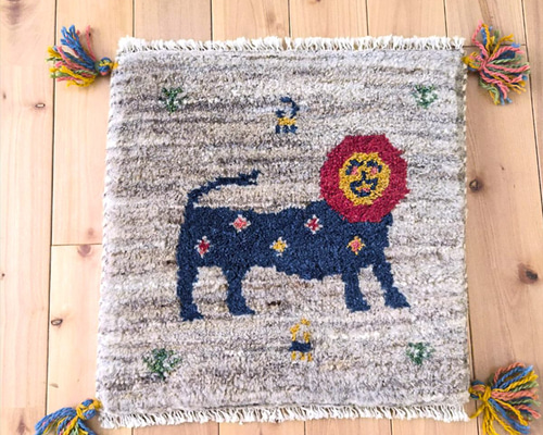 大特価39％OFF】ペルシャ ギャッベ ミニマット 39x39cm アイボリー