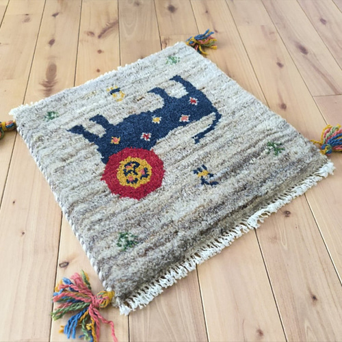 大特価39％OFF】ペルシャ ギャッベ ミニマット 39x39cm アイボリー