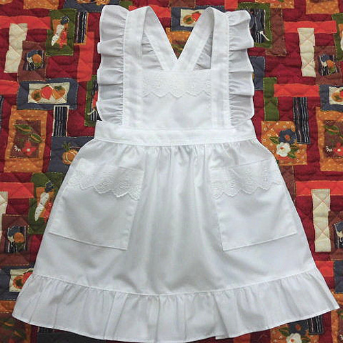 子供用フリルエプロン・2～3歳／オフ白・レース【e32177】 子供服