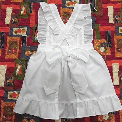 子供用フリルエプロン・2～3歳／オフ白・レース【e32177】 子供服