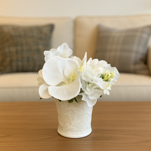 胡蝶蘭のアレンジメント ホワイト アーティフィシャルフラワー 造花