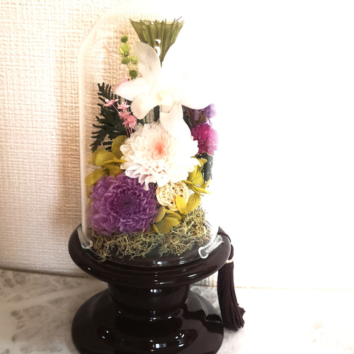 プリザーブドフラワー ガラスドーム入りお供え花～*智*～ プリザーブド