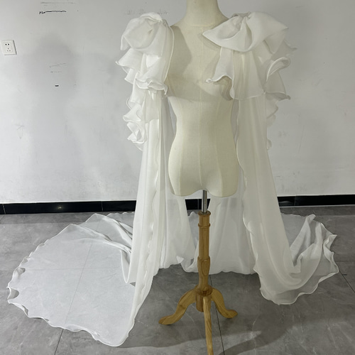 美品！ポンチョ リボンふんわりシフォン 前撮り 抜群のおしゃれ見え  